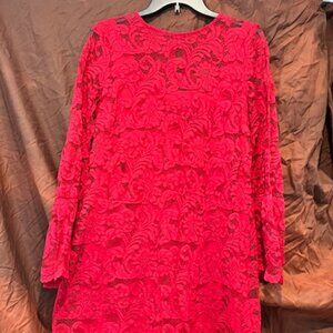 New York & Company Red Lace Dress Size XL